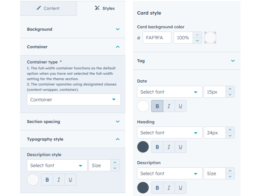 Style Customization Option