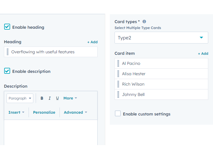 Content Customization Option