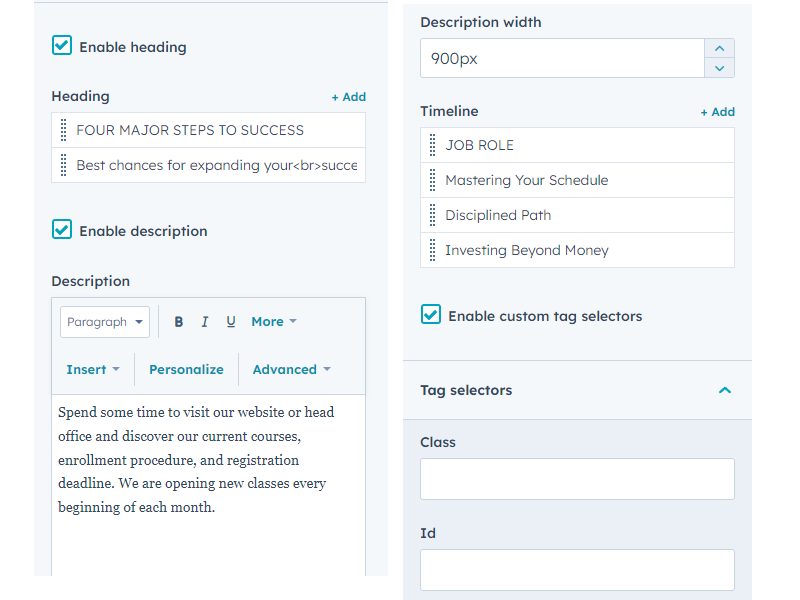 Content Customization Option