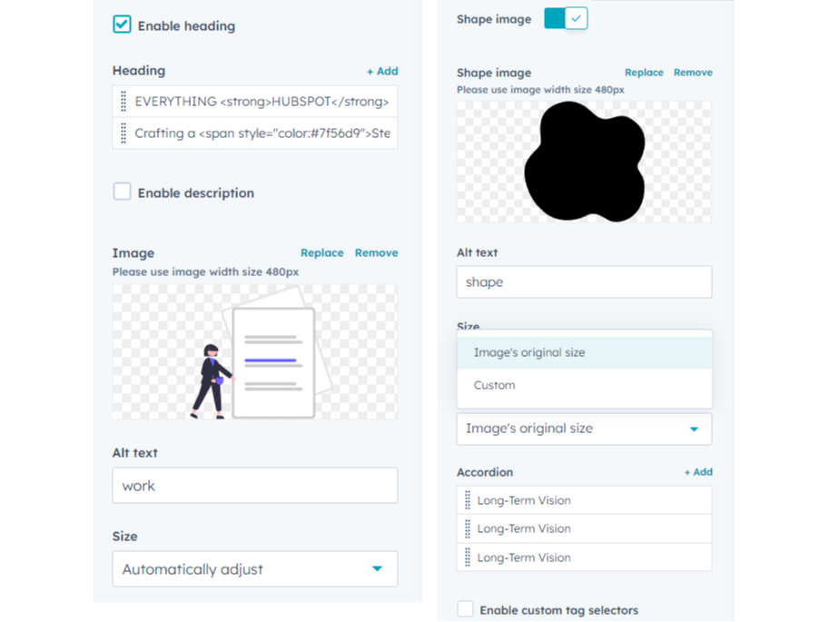 Content Customization Option