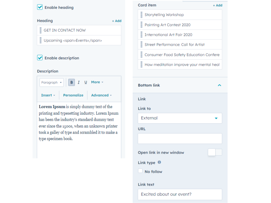 Multipal Customization Options