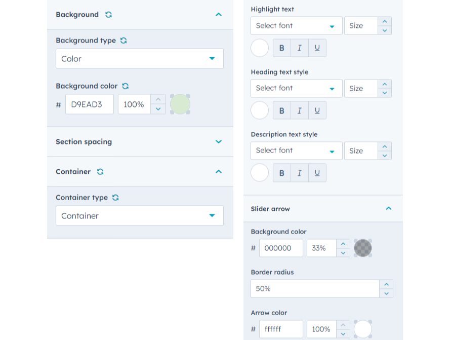 Style Customization Option