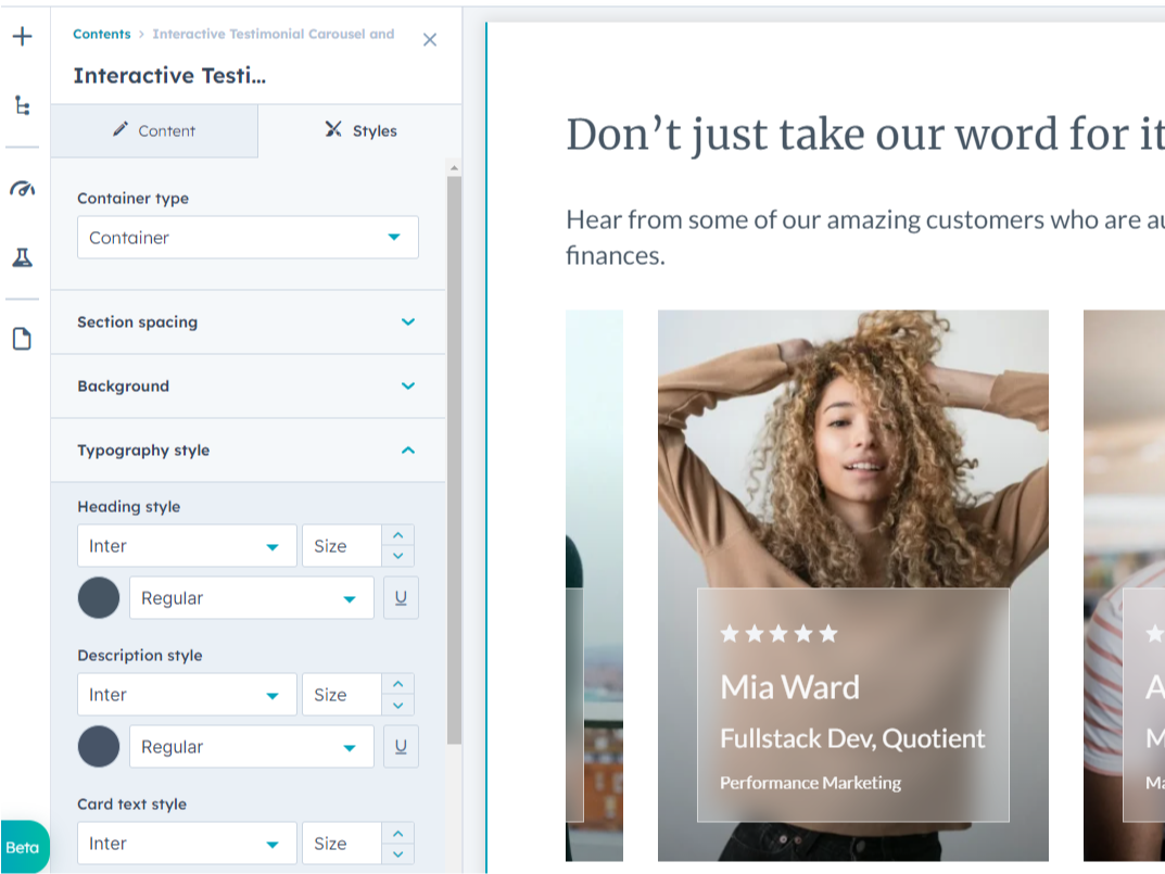 Multipal Customization Style Options
